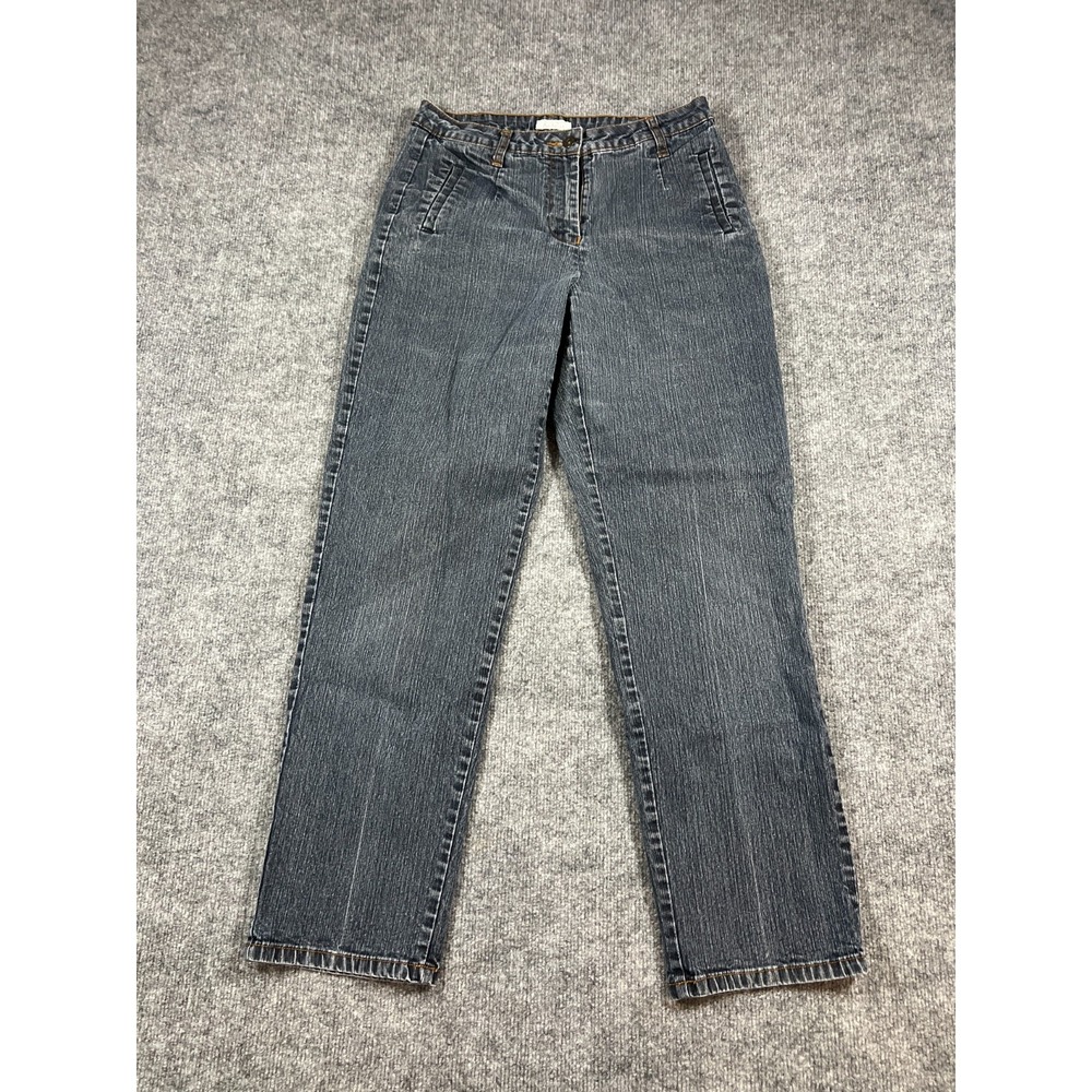 Christopher Banks Straight Jeans Womens 10 Gray Whiskered Denim Stretch Mid Rise
